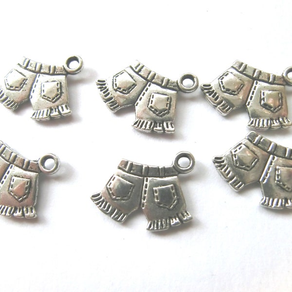 10 Anhänger Hose Hot Pants Jeans Charms 14x17mm Farbe antiksilber #S216