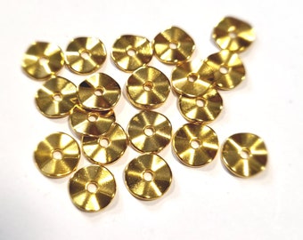 wavy discs metal beads spacer 10 mm round color gold #S675