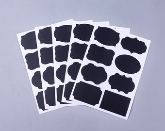 16 Aufkleber Tafeletiketten Etikett  Chalkboard Sticker schwarz