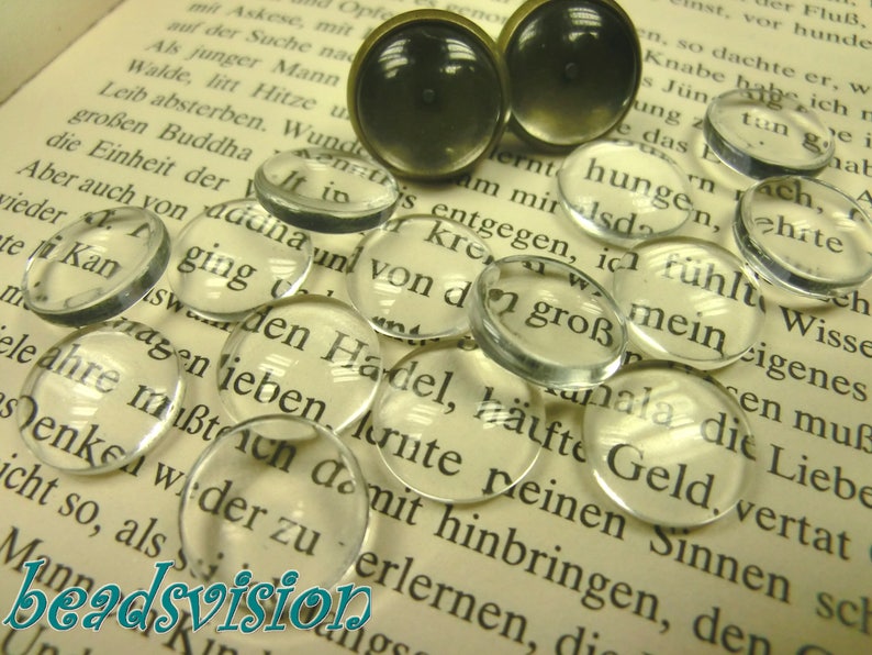 Glascabochons 6-30mm Cabochons Glas klar rund durchsichtig transparent Bild 5