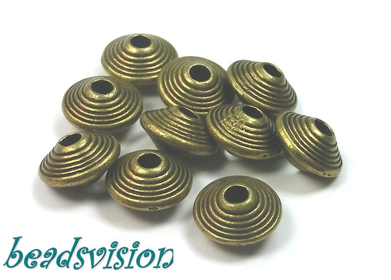 10/50 spacer 10 x 5 mm rondelle spacer beads color bronze metal beads S289 image 1