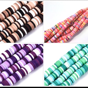 Heishi disc beads 6 mm 350-400 beads 1 strand choice of colors colorful mix green brown lilac round flat