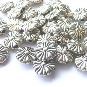 50 Spacer Flower Spacer Metal Color Antique Silver S109 image 1