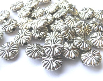 50 entretoises fleur entretoises métal couleur argent antique #S109