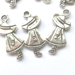 10 pendant girls charms color antique silver S095 image 1