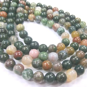 India agate 6/8 mm green colorful beads round gemstone strand jewelry beads image 1