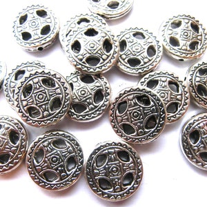 Metal beads spacer coin 14 mm color antique silver 10 / 40 pieces S167 image 4