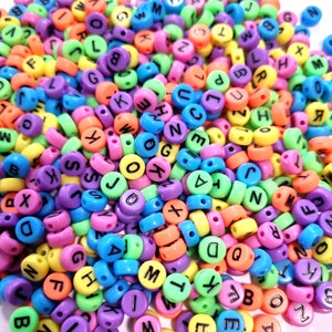 Buchstaben A-Z Mix 200 Perlen Buchstabenperlen Alphabet bunt rund 7mm Acryl Perlen #56