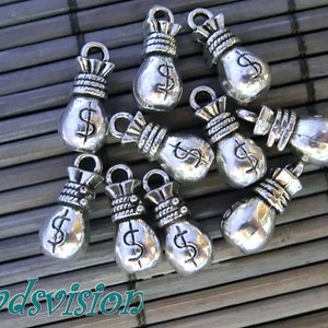Portamonete con 10-40 ciondoli portasoldi color argento antico #S371