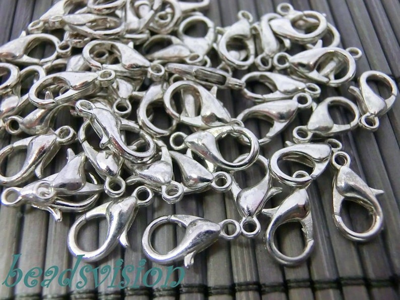 50 carabiners 14 x 7 mm clasps color antique silver metal chain clasp S574 image 1