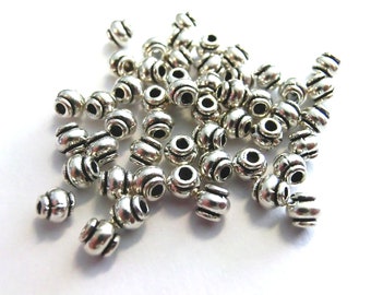 50 intercalaires 4,2 x 4 mm perles couleur argent antique rondelle métal #S257