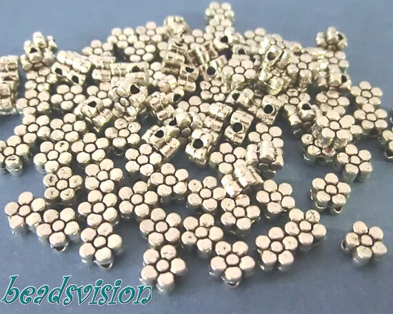 100 Spacer Blume 5mm Zwischenperlen Farbe antiksilber Metallperlen #S443