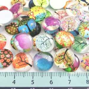 Glass cabochons motif tree 50 pieces 12 mm mix 107 image 3