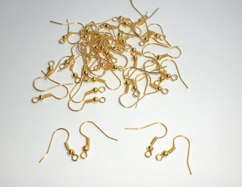 Earrings EAR HOOK fish hook color gold 17 x 21 mm blank jewelry 50 / 250 / 500 pieces S085 image 2