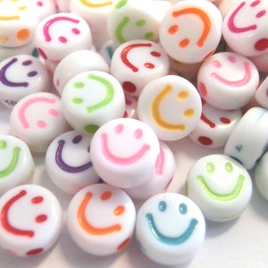 Smiley Beads Happy Beads 50-200 Pieces Peace Sign Mix weiß bunt #16