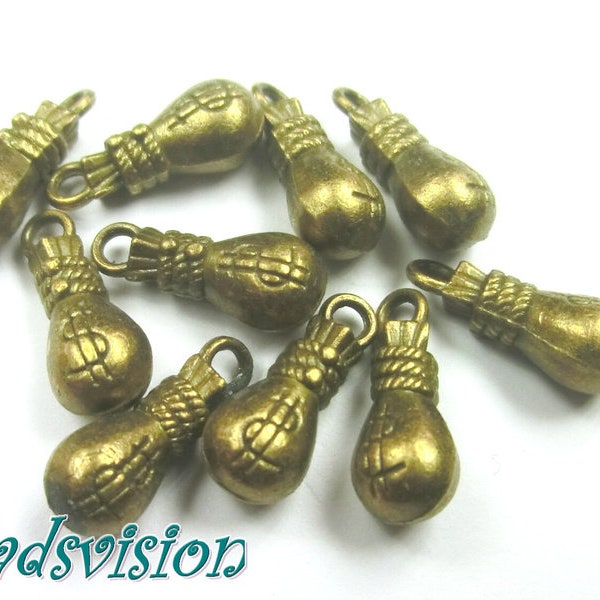 10 / 40 Anhänger Charms Geldbeutel Geldsack Farbe bronze 15mm #S374