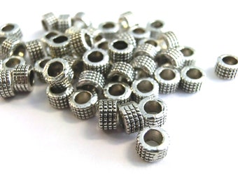 50 Spacer Rondell 5 mm Couleur Antique Argent Grand Trou Perle Module Perle Métal Perles Intermédiaires Perles #S397