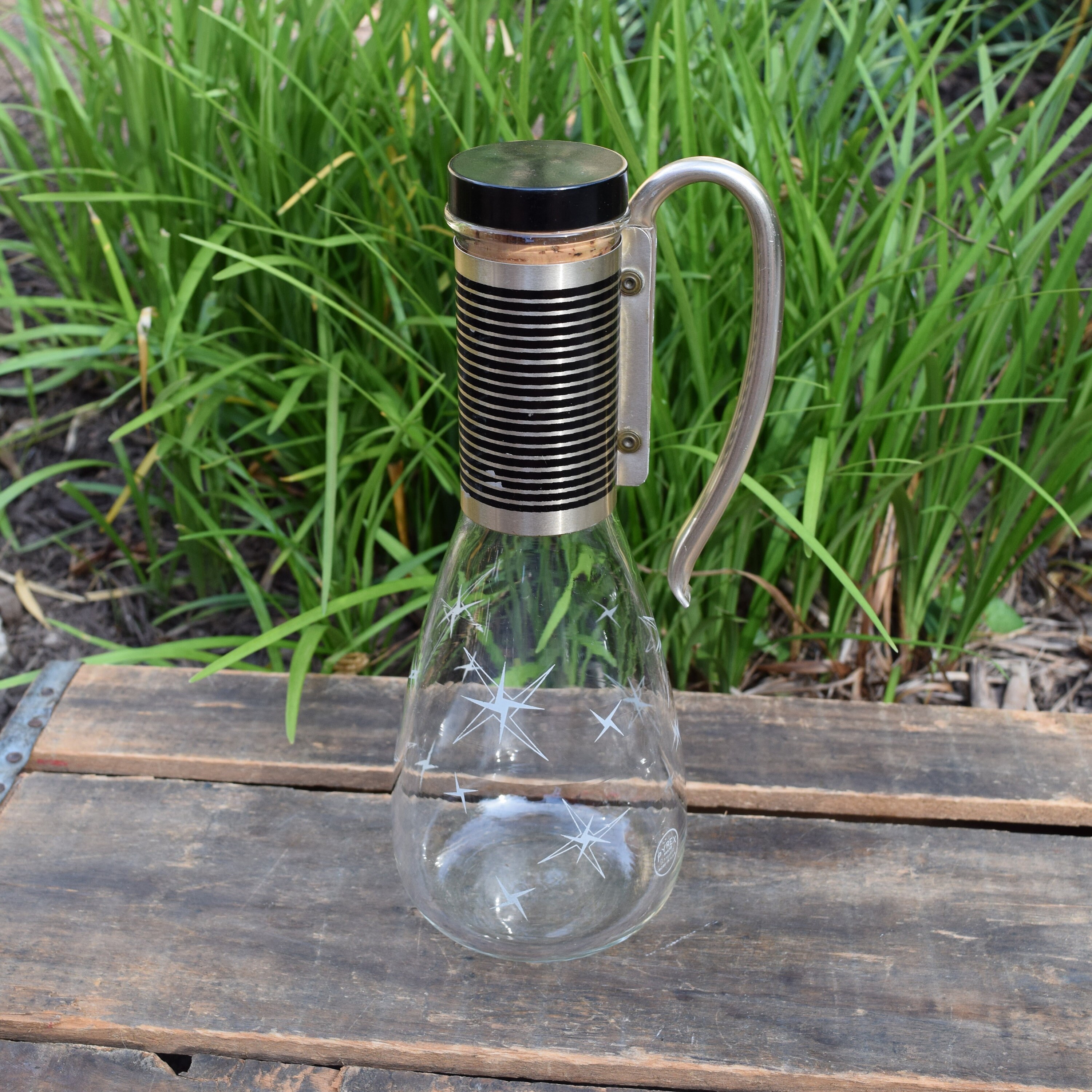 Drink & Barware Vintage 60s Pyrex Atomic Sunburst Juice Carafe Clear