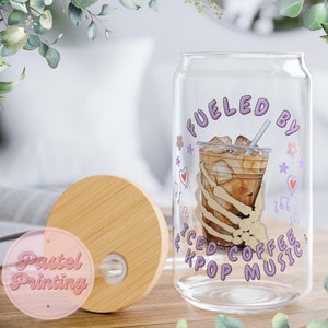 Kpop Inspired Sipper Glass Cup, Kpop Fan Drinkware, Korean Music Gift, Kpop Mug, Kpop Merch, BTS Fan Gift