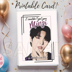 Biglietto di compleanno Kpop, biglietto Mingi, biglietto di compleanno Ateez, biglietto digitale Kpop, biglietto stampabile Ateez
