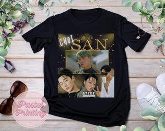 Koszulka San Kpop Bootleg, Koszulka Ateez, Towary Ateez, Prezent dla fanów Ateez, Koszulka Kpop, Prezent dla fanów Kpop