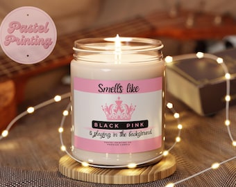 Candela a tema Black Pink, regalo per fan Black Pink, merchandising Black Pink, regalo per fan Kpop, candela personalizzata per fan, merchandising personalizzato Black Pink per fan