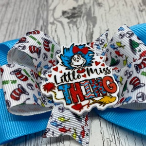 Dr. Seuss Inspired Hair Bows for Little Girls Cat In The Hat Thing 1 and Thing 2 Hair Bow, Dr. Seuss Hair Clip Here Comes Trouble