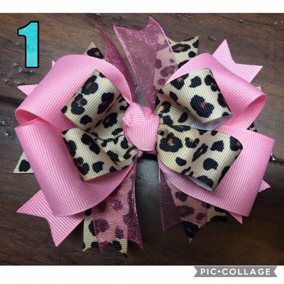 Disney Minnie Mouse Stacked Boutique Hair Bow Pink Black Glitter Toddler Girl