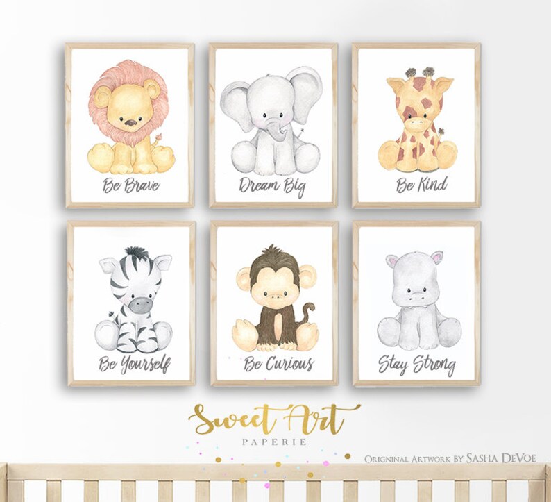 Baby Safari Animal Prints For Nursery With Quotes Nursery Etsy