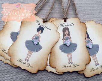 Wedding Party Gift Tags - Personalized Gift bag Tags- Rustic wedding, Bridal Party, Thank you maid of honor