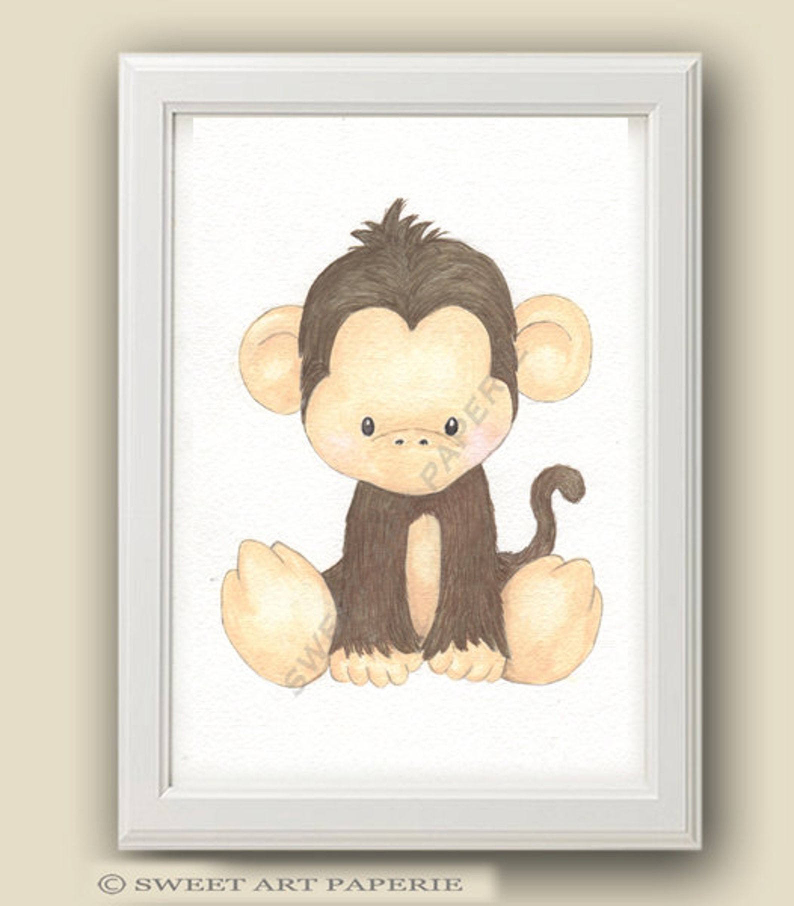 Baby Monkey Safari Nursery Art Nursery Decor PRINT Etsy