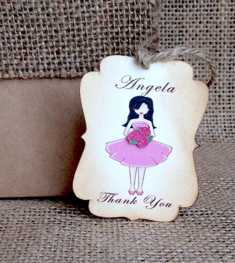 Wedding Party Gift Tags Personalized Gift bag Tags Rustic wedding, Bridal Party, Thank you maid of honor image 2