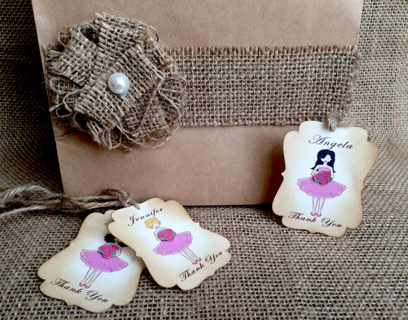 Wedding Party Gift Tags Personalized Gift bag Tags Rustic wedding, Bridal Party, Thank you maid of honor image 3