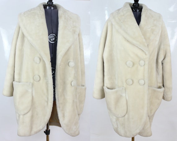 off white faux fur coat
