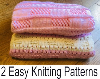 Easy Baby Blanket KNITTING PATTERNS Beginner Friendly, Candy Stripe and Easy Lace