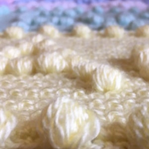 Puff Stitch Crochet Pattern for a Baby Blanket Motif Version Words Hearts