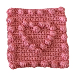 Baby Blanket Crochet Pattern Heart Motifs Puff Stitch Beginner