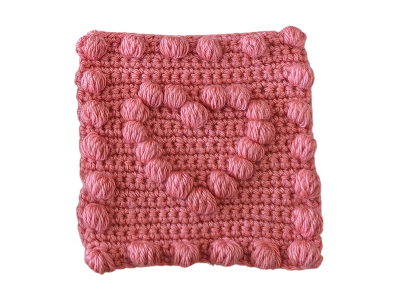 Baby Blanket Crochet Pattern Heart Motifs Puff Stitch Beginner