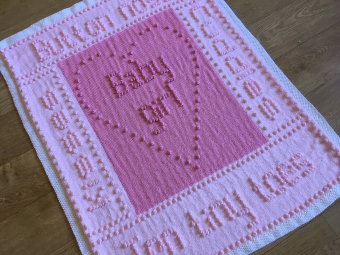 Words Baby Blanket KNITTING PATTERN using Bobble Stitch Ten Etsy