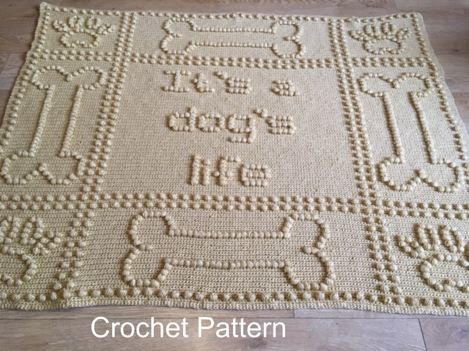 Dog Blanket Crochet Pattern It's a Dog's Life Puff Etsy