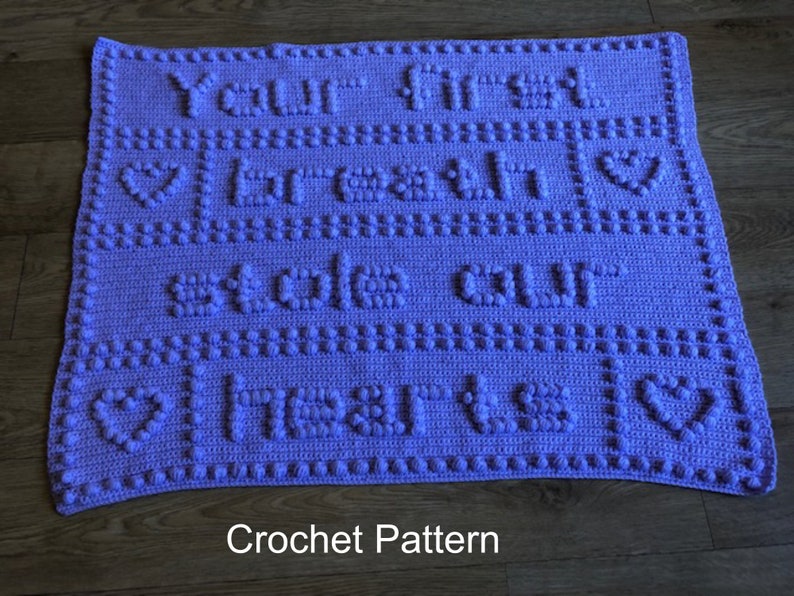 Words Baby Blanket CROCHET PATTERN Your First Breath Puff Etsy UK
