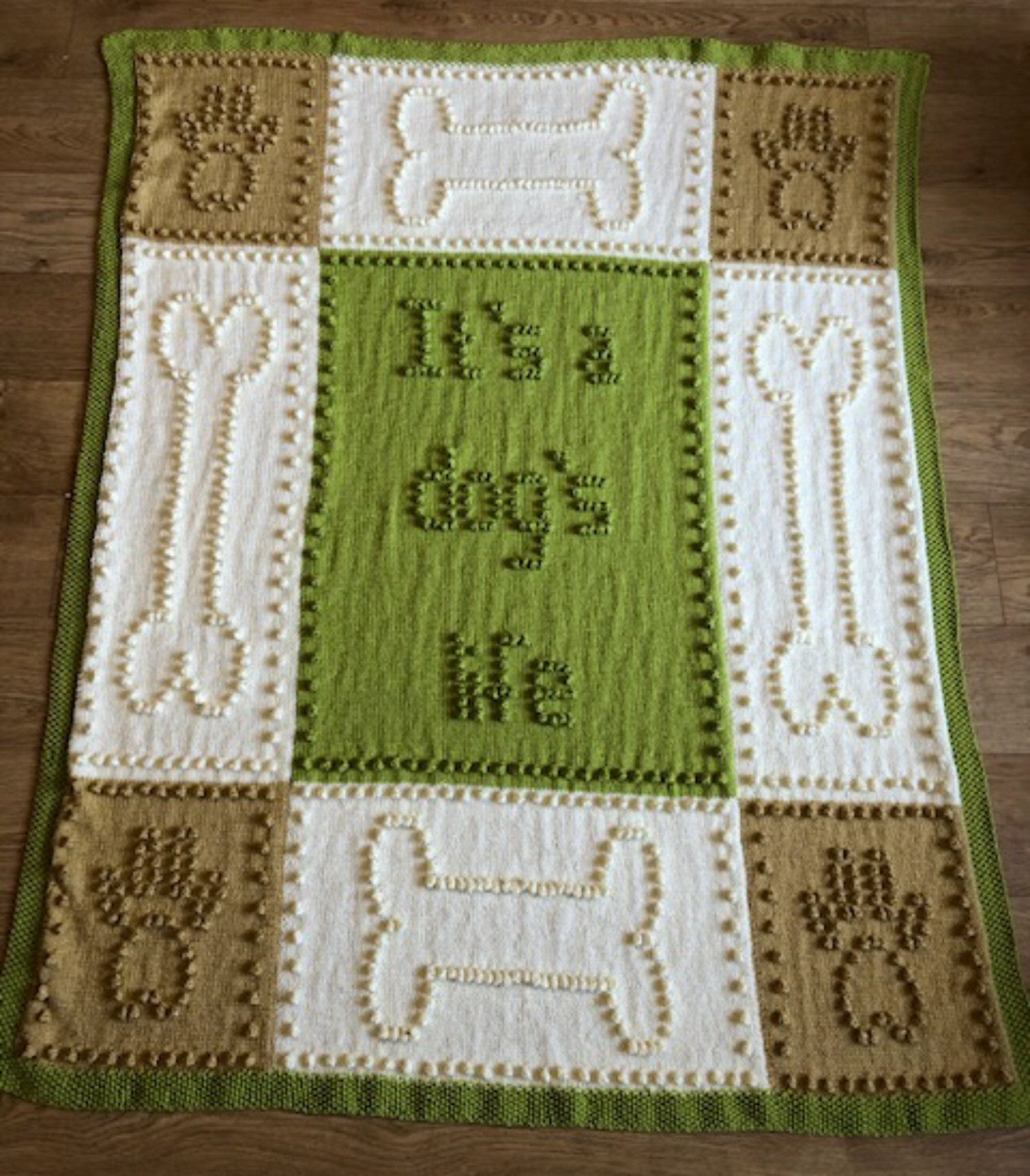 KNITTING PATTERN Dog Blanket Bobble Stitch Intarsia & Plain Etsy
