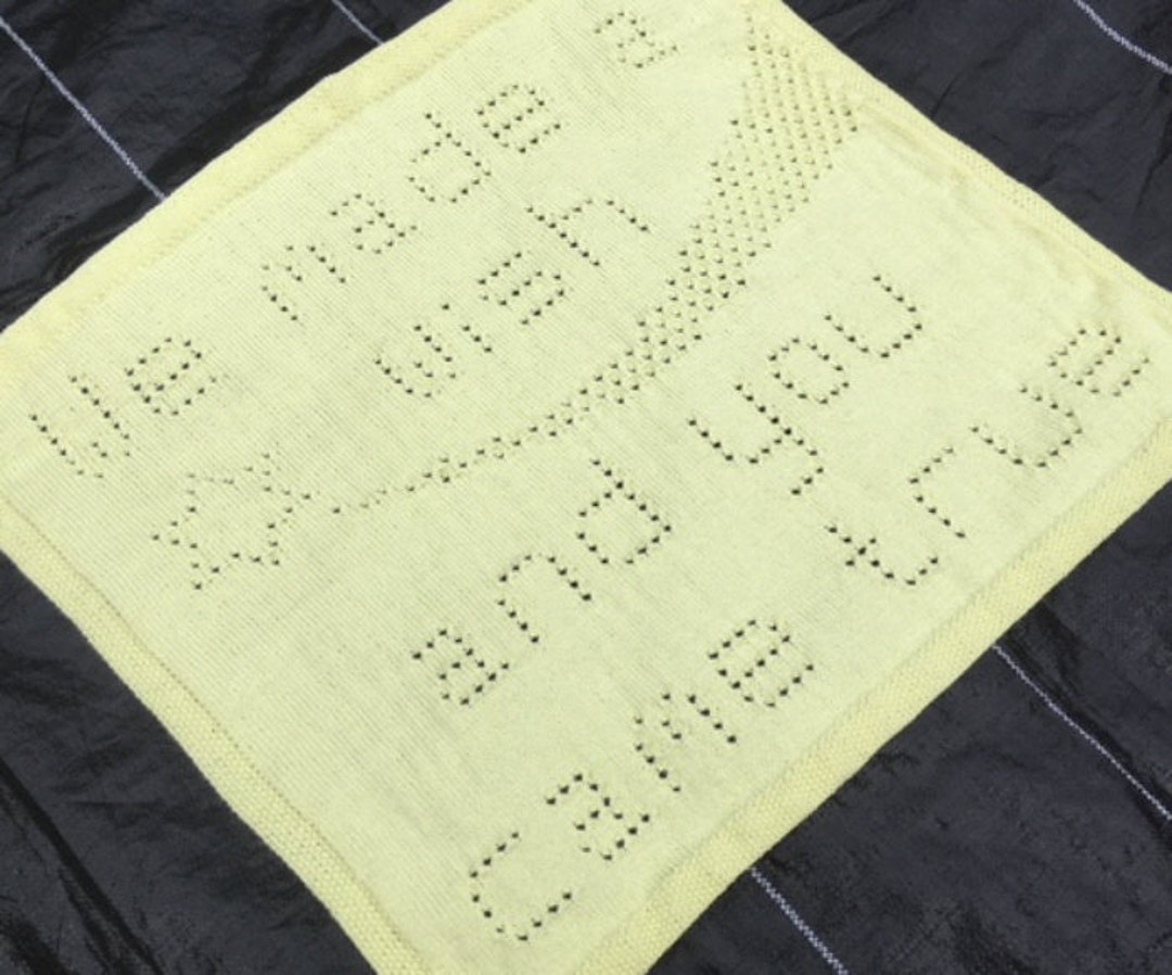 We Made a Wish Baby Blanket KNITTING PATTERN Lace Words Etsy
