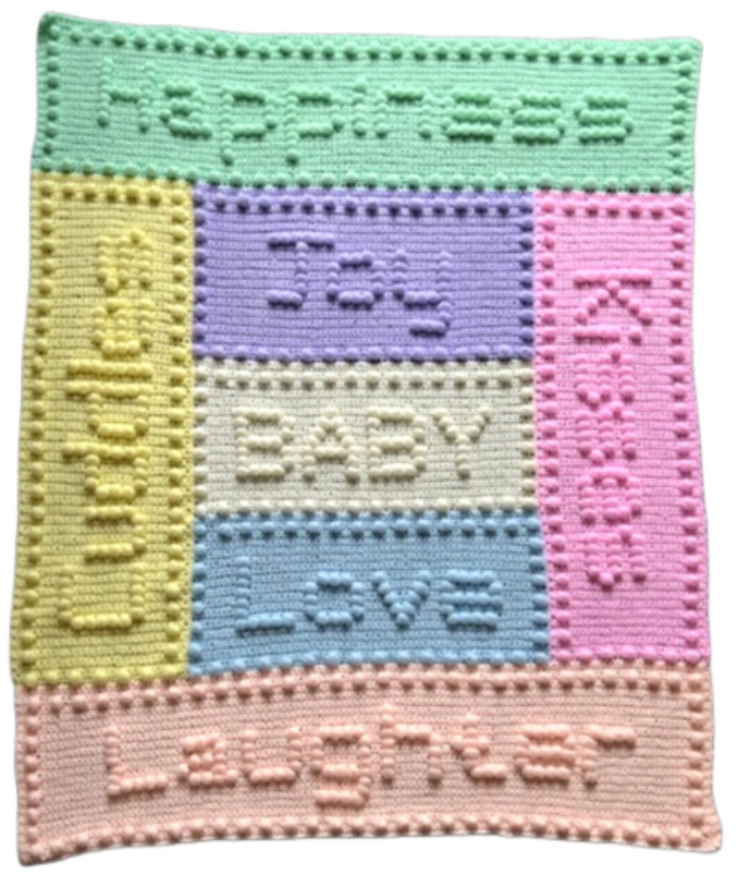 Baby Blanket CROCHET PATTERN Puff Stitch Words- Joy Motifs - Etsy