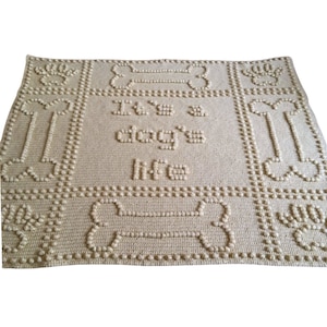Dog Blanket Crochet Pattern - It's a Dog's Life - Puff stitch 1-piece blanket