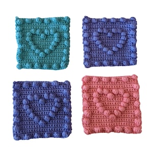 Heart Motif Crochet Pattern for Baby Blanket  Beginner Friendly Puff Stitch