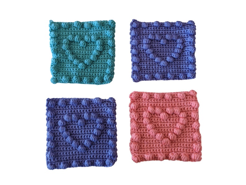 Heart Motif Crochet Pattern for Baby Blanket  Beginner Friendly Puff Stitch