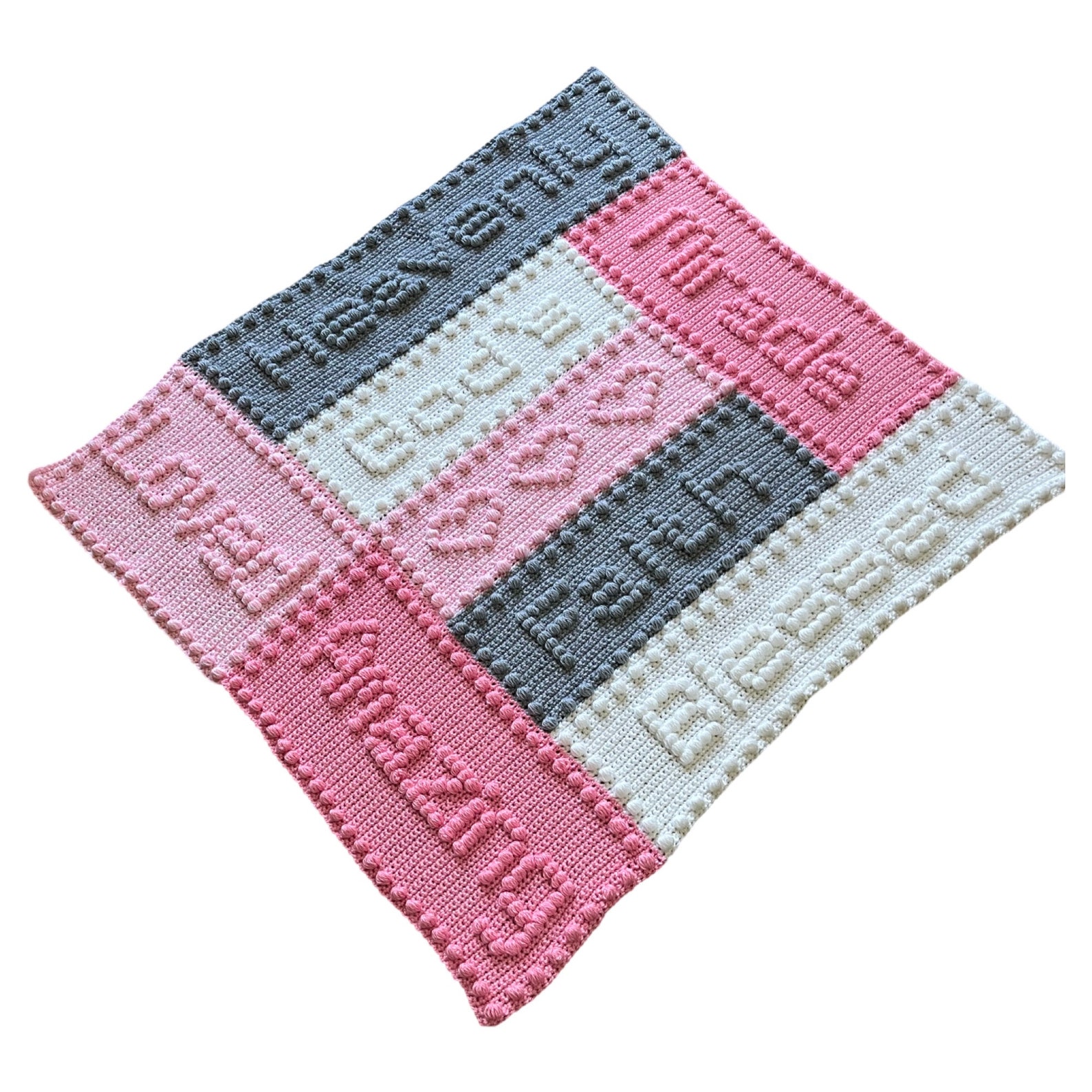 Baby Blanket CROCHET PATTERN Faith Motifs Puff Stitch Words - Etsy