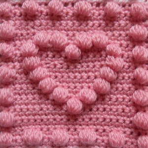 Baby Blanket Crochet Pattern Heart Motif Puff Stitch Beginner Easy