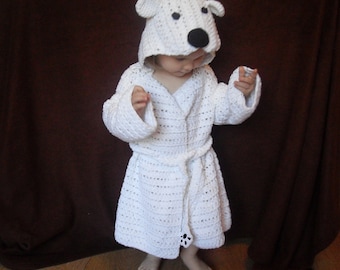 Bathrobe Crochet PATTERN Polar Bear 1-4 years oldd